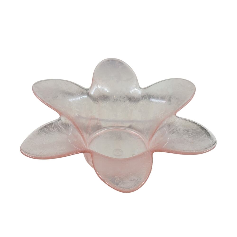 Depression glass Pink Frosted Flower-Shaped Glass votive holder